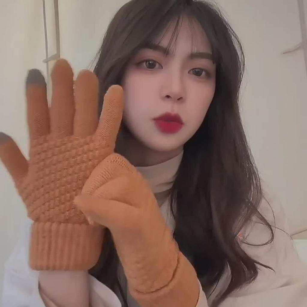 Женские осенне-зимние милые и толстые двухслойные перчатки для верховой езды, устойчивые к холоду, с плюшевой подкладкой, вязаные теплые перчатки с узором "ананас", с сенсорным экраном