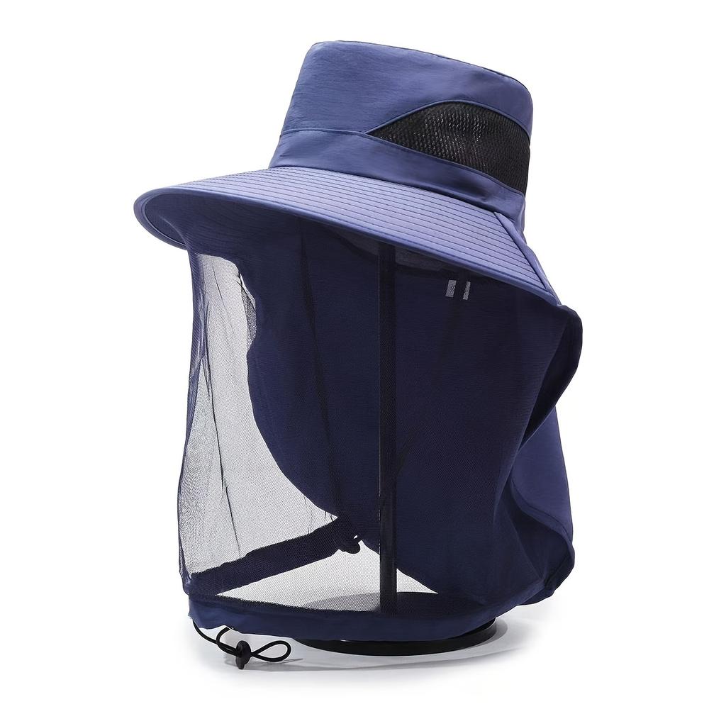 Men'S Mosquito-Repellent Fishing Hat with Face Cover Breathable Mesh Mask for Night Fishing