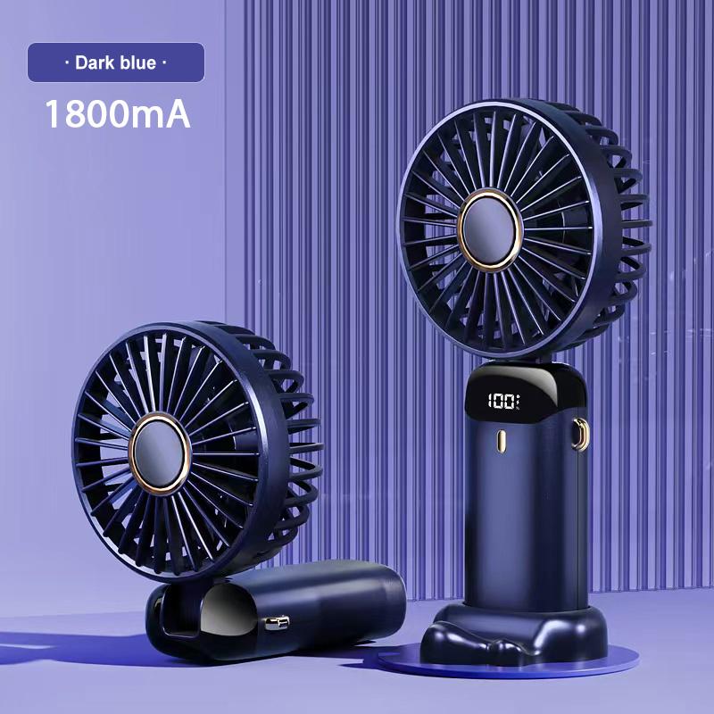 Portable Handheld USB Mini Fan Foldable Neck Hanging Fans 5 Speed Usb Rechargeable Fan With Desk Phone Stand And Display Screen