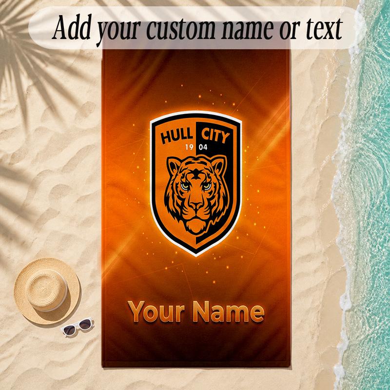 Beach TowelHull City Custom Name Text Personalized Soft Towel for Beach Pool Indoor Home Decor Gift