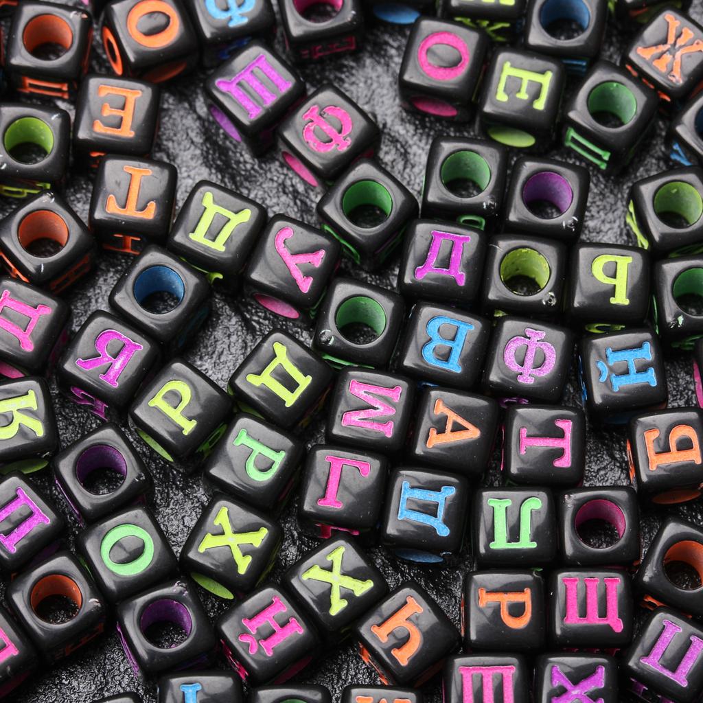 Креативные подвески, браслет, ожерелье, аксессуары «сделай сам», 6 мм, 80 шт., бусины с буквами для изготовления ювелирных изделий, красочный смешанный русский алфавит, акриловый квадратный брелок