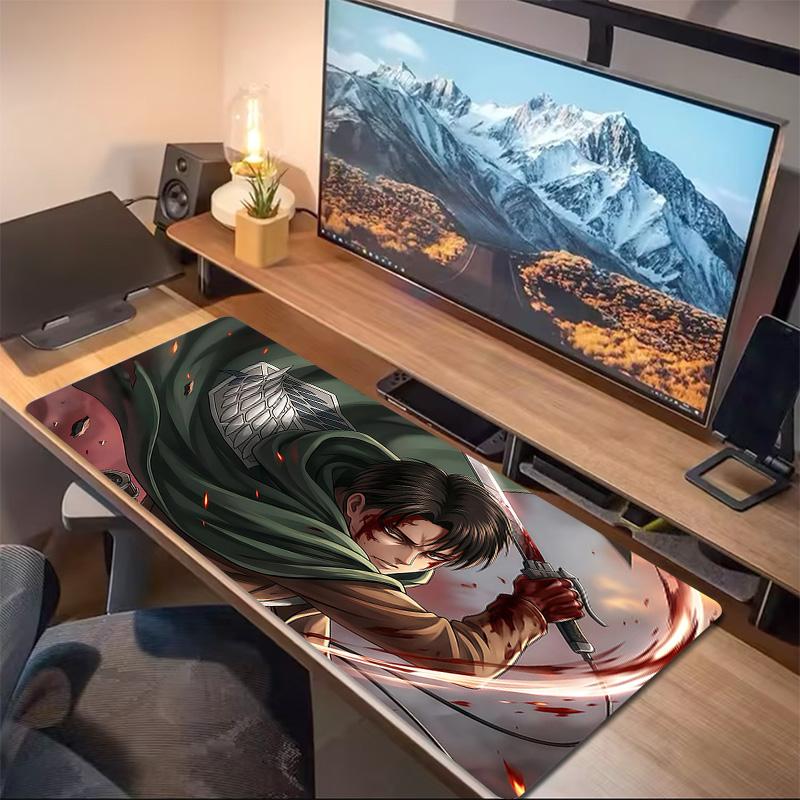 Levi Ackerman Print Cushion Non-slip Laptop Tablet Big Mousepad XXL Mat Mini PC Playmat With Lock edge