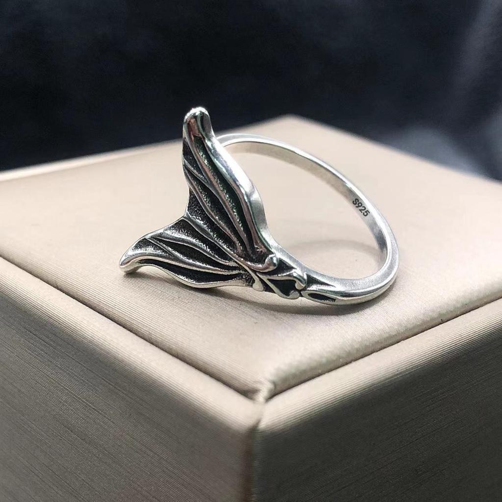 Xiaomi BFCLUB 925 Sterling Silver Rings For Women Men Fine Jewelry Finger Adjustable Open Vintage FishTail Ring For Party Birthday Gift