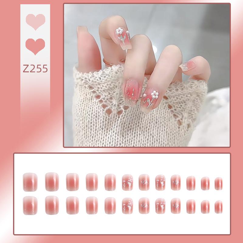 Роскошный прозрачный румянец, набор накладных ногтей «Розовый пузырь» с носимыми наклейками