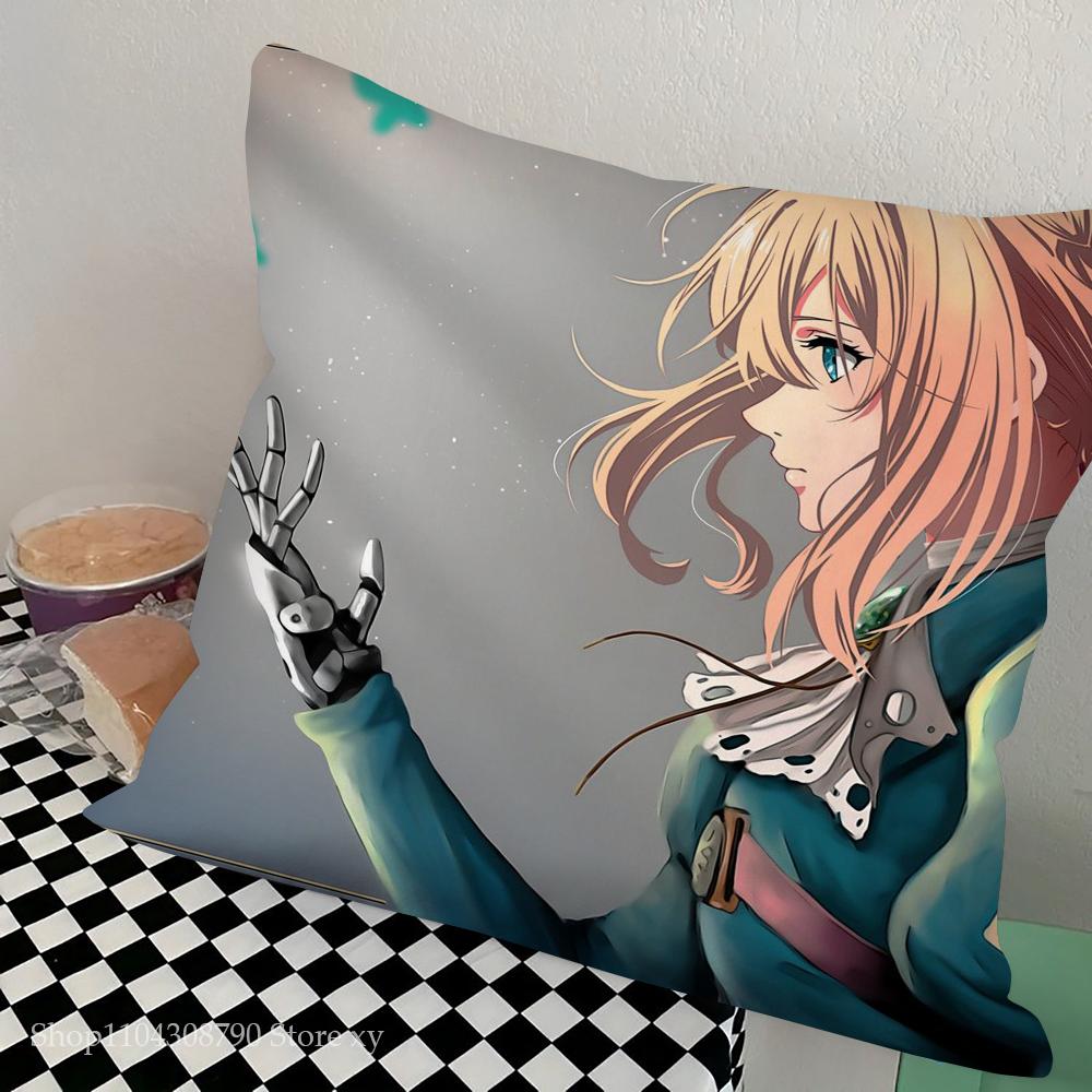 Фиолетовый Вечный Сад Анимационный Фильм Наволочка Квадратная Подушка Спальня Диван Досуг Комфорт Подушка Автомобиль Гостиная Домашнее Украшение