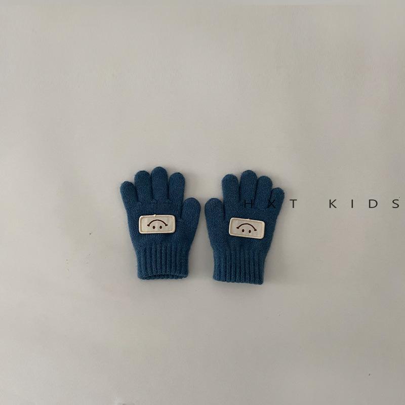 Детские перчатки для зимы, для улицы, теплые, стильные, со смайликом и маленькими кончиками пальцев. Детские зимние перчатки