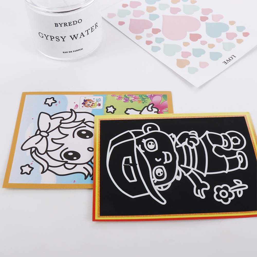 Learning Toy Cards Stickers Magic Scratch Drawing Board Colored Scratch Paper Magic Doodle Board