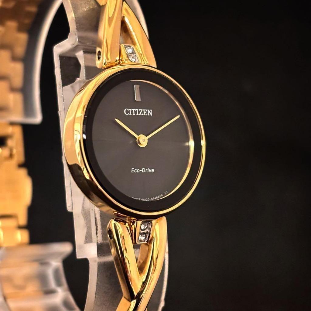 Used [CITIZEN] Ladies watch/Eco-Drive/Citizen/Stylish/For women/Gold/Black color/Noble/Beautiful