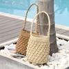 Yogodlns Summer Straw Shoulder Bag Women Large Capacity Rattan Bucket Bag Handmade Woven Beach Bag