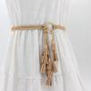 Модный женский однотонный плетеный пояс с кисточками, бохо, тонкая веревка на талию для девочек, вязаные пояса для платья, аксессуары
