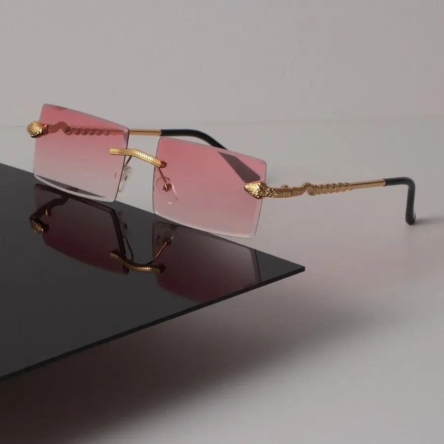 Роскошные квадратные солнцезащитные очки Женские Мужские Крутые Брендовые Дизайнерские Зеркальные Солнцезащитные очки Женские Мужские Безободковые