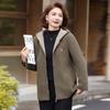 Middle-Aged Women's Hooded Wool Blend Jacket