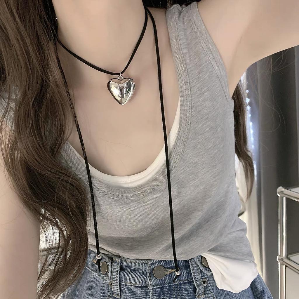 Ожерелье Женское Милое Крутое Малышки Любовь Черный Веревочный Кружевной Воротник Мода Универсальный Ключица Цепь Шеи Цепь Прилив