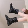 New Popular Woman Boots Knee High Platfrom Studded Knight Combat Gothic Elegant Medium Heel Women's Shoes Motorcycle Footwear