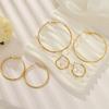Круглые серьги из нержавеющей стали Стильные серьги-кольца Женские Девичьи Геометрические Украшения для ушей