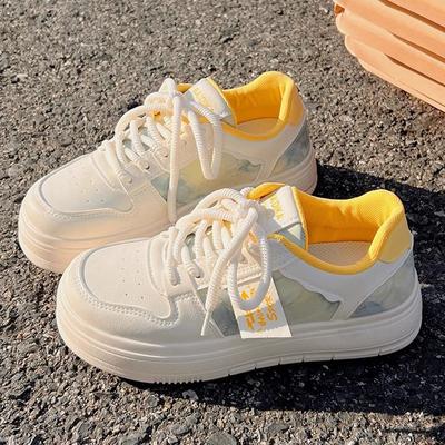 Новые китайские спортивные белые кеды женские универсальные шикарные трендовые туфли весна-осень 2025 новые повседневные кеды на платформе детские