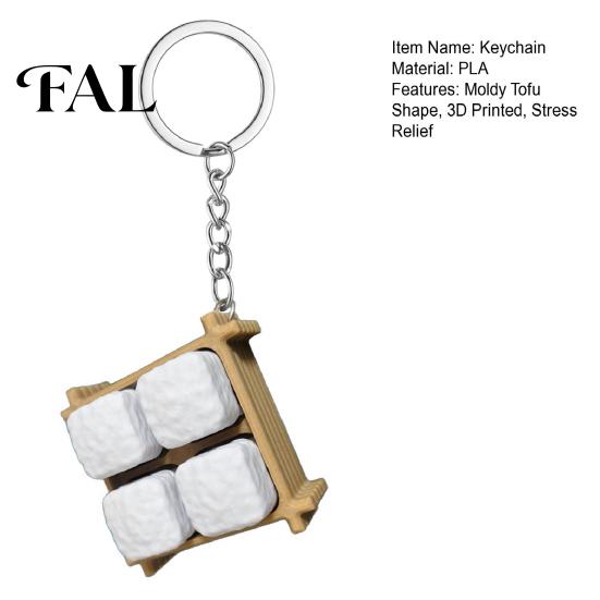 Portable Stress Reliever Moldy Tofu Keyboard Fidget Toy, 3D Printed Tray Finger Keychain Clicker, 4-in-1 Push Button Pendant for Relief