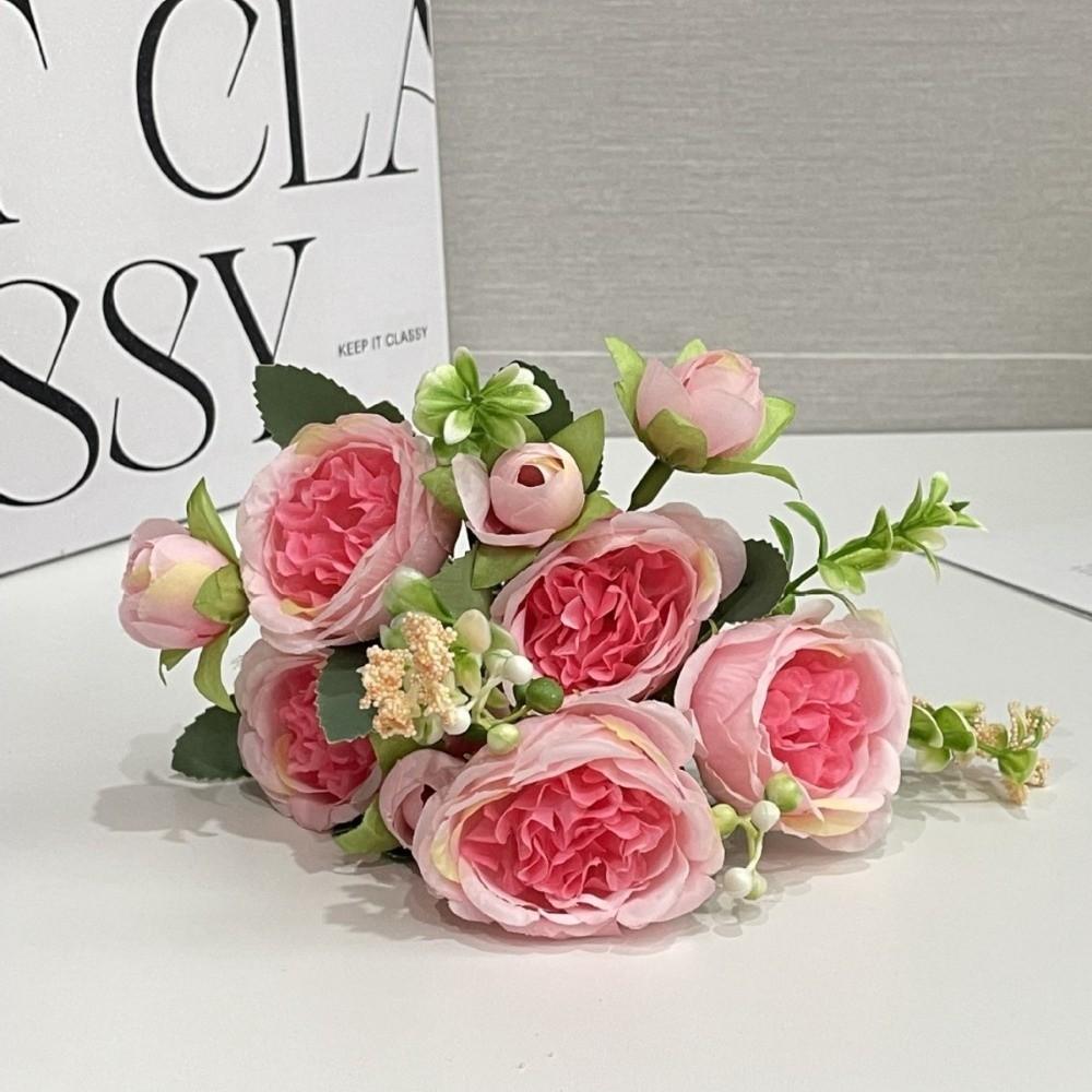 Long Stem Artificial Flowers Realistic Touch Bridal Bouquet Elegant Fake Roses Home Wedding Bridal