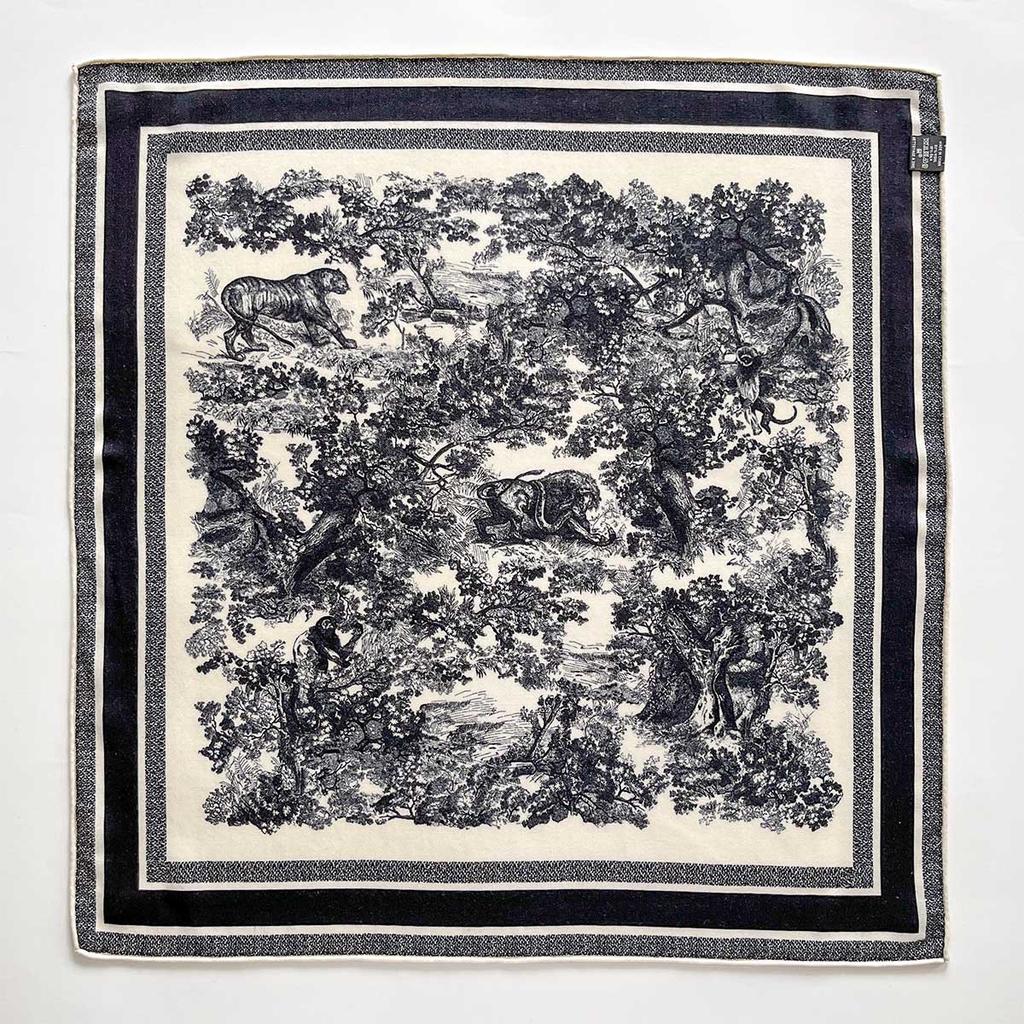 1116 spring and summer new silk wool medium square scarf women's high-end sense retro and elegant printing small silk scarf shawl wholesale