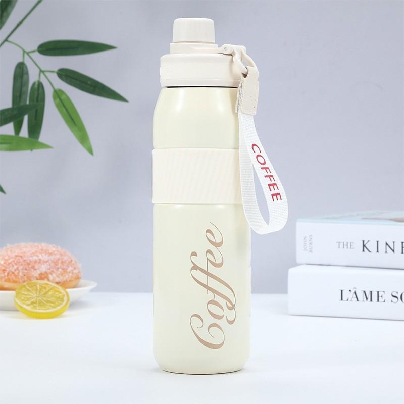 Large Capacity Vacuum Insulated Stainless Steel Water Bottle With Carry Rope Outdoor Hiking Office Use