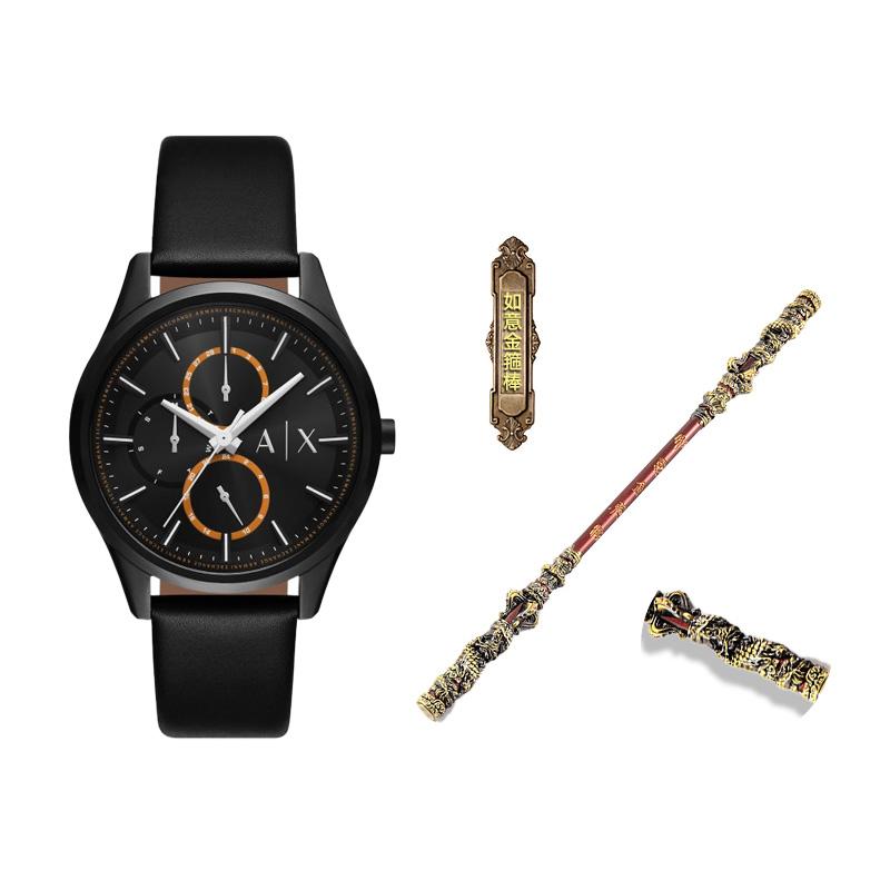 Armani Exchange AE Наручные часы Кварцевый механизм Кожаный ремешок 42 мм Черный циферблат Мужские часы AX1886