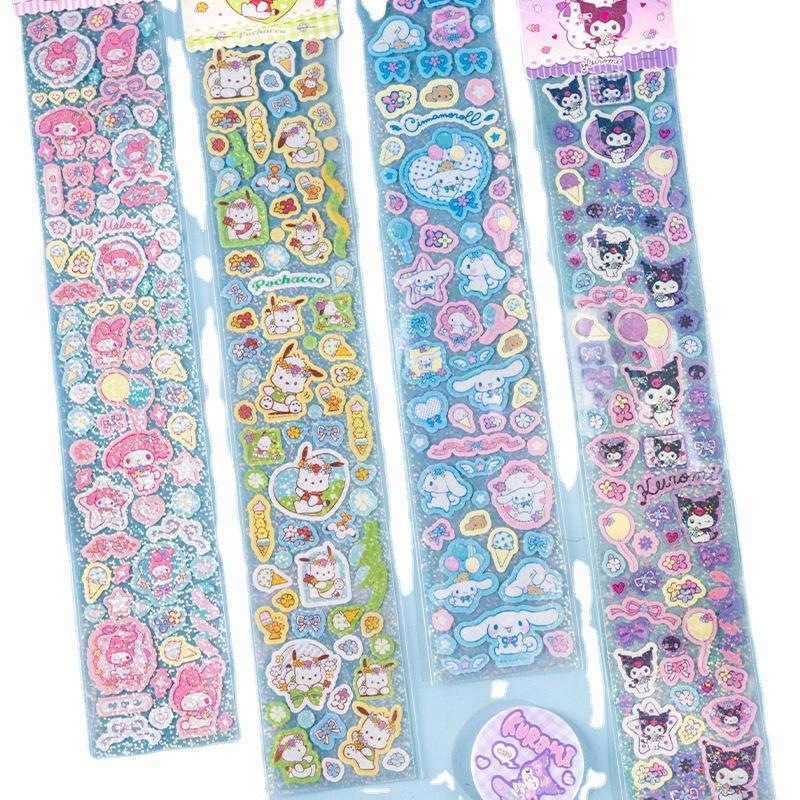 Sanrio Floral All Things Long Kuromi Cinnamoroll Japanese and Korean Cute My Melody Cartoon Pocket Sticker