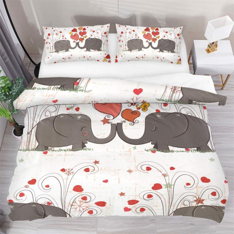 Пододеяльник с изображением слона из мультфильма для мальчиков, комплект постельного белья с милой тематикой животных, полный комплект для девочек, декор комнаты для мальчиков в стиле кавайи, пододеяльник из микрофибры