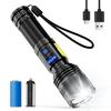Powerful LED Flashlight Rechargeable with 5800mAh 26650 High Handheld Zoom COB IPX6 Maglite Magnetic LED Compatible with AAA for Power Disaster and