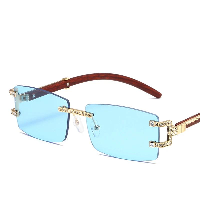 Rimless Diamond Square Sunglasses Women For Men Female Luxury Brand Designer Sun Glasses Vintage Small Frame Punk Shades Uv400