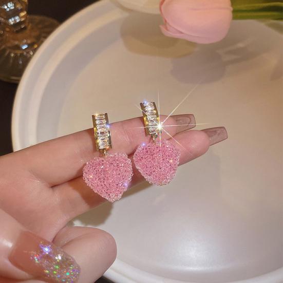 1 Pair Dangle Earrings Shiny Cubic Zirconia Sweet Geometric Anti-fade Decorative Birthday Gift Women