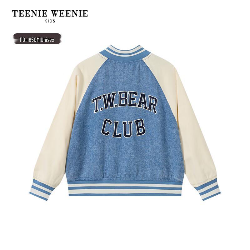 Teenie Weenie Kids Unisex Color-Block Raglan Denim Baseball Jacket