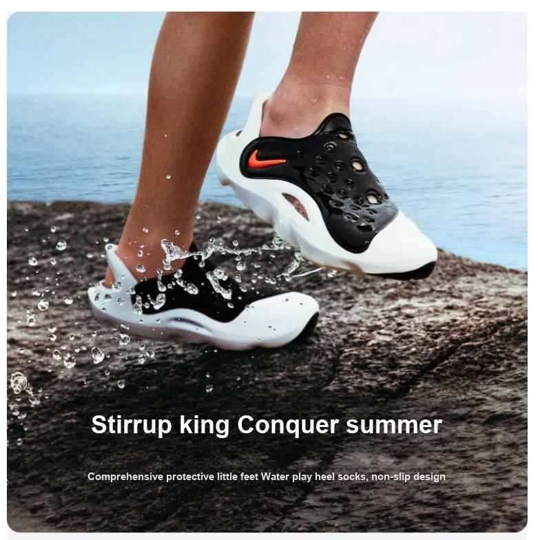 Nike Aqua Swoosh Sandal GS Black Hyper Orange Kids Sneakers Green-Strike White FV6363-001