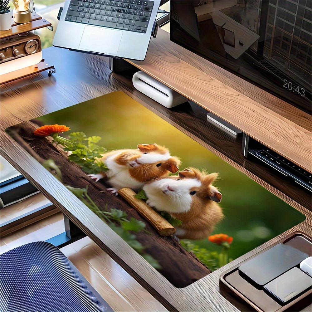 1pc Large Gaming Mouse Pad, UV Reactive Non-Slip Desk Mat, Washable PolyesterGuinea, Pigs, FlowersComputer Pad with Vibrant Game Machine Pri