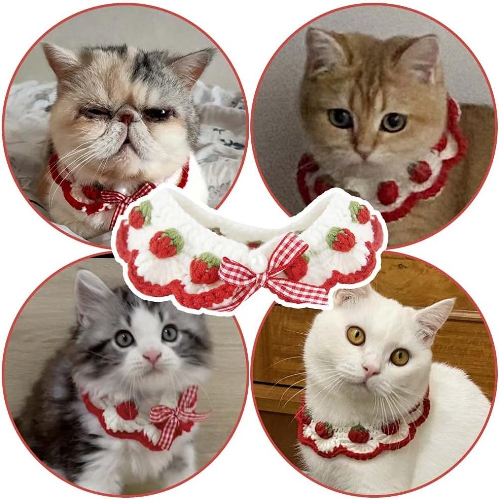 Cotton Scarf Set Adjustable Collar Pet Outfit Cute Breakaway Kitten Collar  Cat