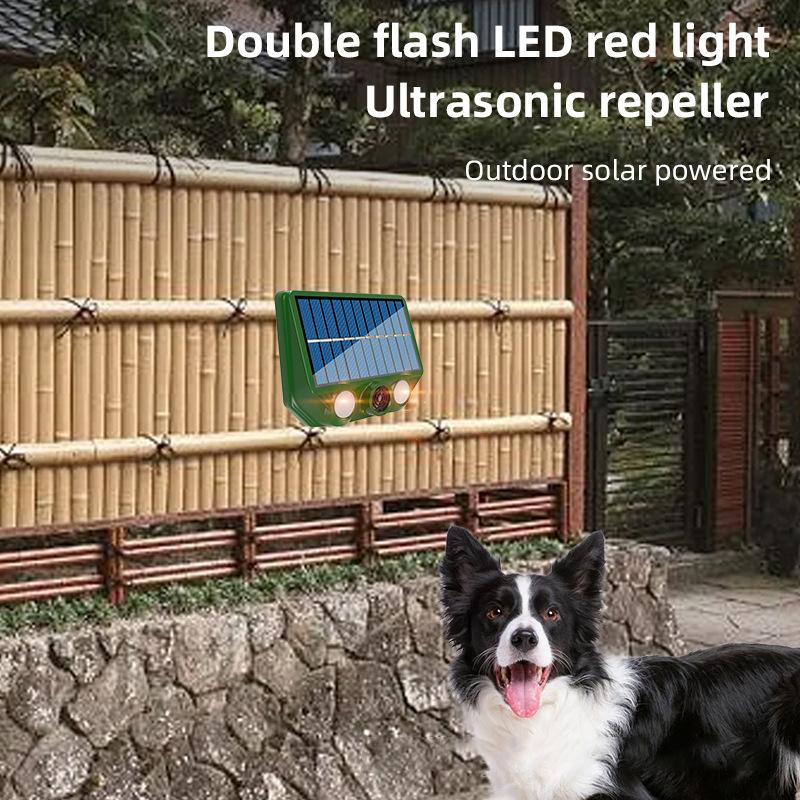 Ultrasonic Cat Dog Repellant With Red White Flash Light Waterproof Solar Powered Animal Deterrent For Orchard/Greenhouse/Garden
