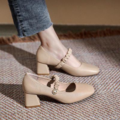 Женские туфли Мэри Джейн в стиле феи 2025 года с квадратным носком и высоким толстым каблуком - Универсальные для всех сезонов