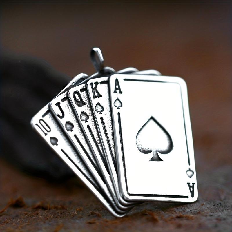 Мужское ожерелье Spades K Tone Poker с черепом, подвеска для мужского казино, игральная карта Fortune