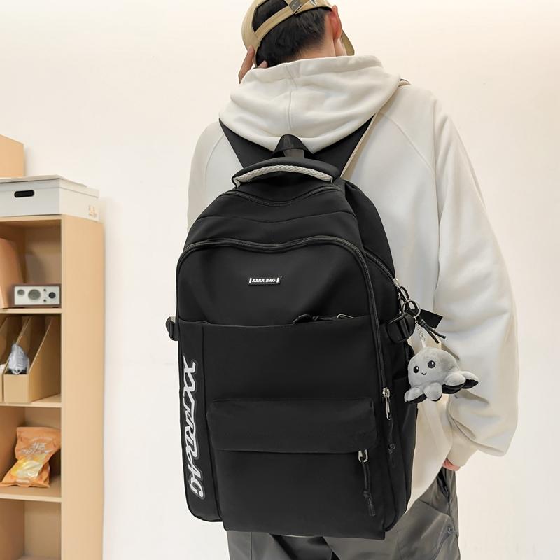 Male Large Capacity Backpack Letter Female Junior Senior High School Student Schoolbag Outdoor Travel Bag