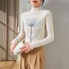 Women's Silk Wool Sweater: Rose Diamond Knit, Half-High Collar, Fall/Winter 2024