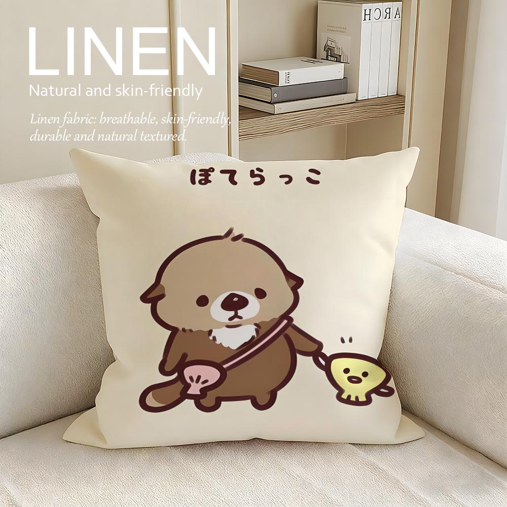 Cute Otter Moonlight Cushion Cover Pillowcase Set Pcs x x Breathable Washable Sofa Cushion Cover
