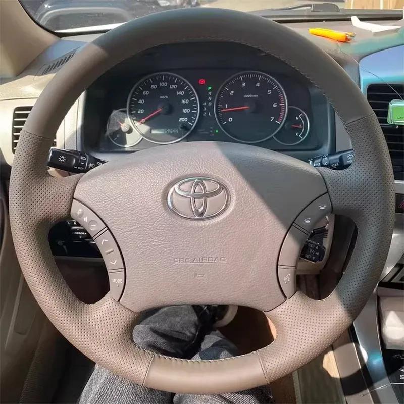 Кожаная чехол-оплетка на руль с полным покрытием для Toyota Tacoma 4Runner Camry Sienna Sequoia Highlander Land Cruiser 1995-2007