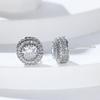 Classic Silver Color Round Earring Luxury Gold Color White Cubic Zirconia Hip Hop Wedding Stud Earrings for Women Jewelry