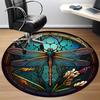1PC Dragonfly StainedGlass Office Round Area Rug,  Mat Suitable ForOffice, Under Office Chairs Bedroom Living Room Home Decor, Room Deco