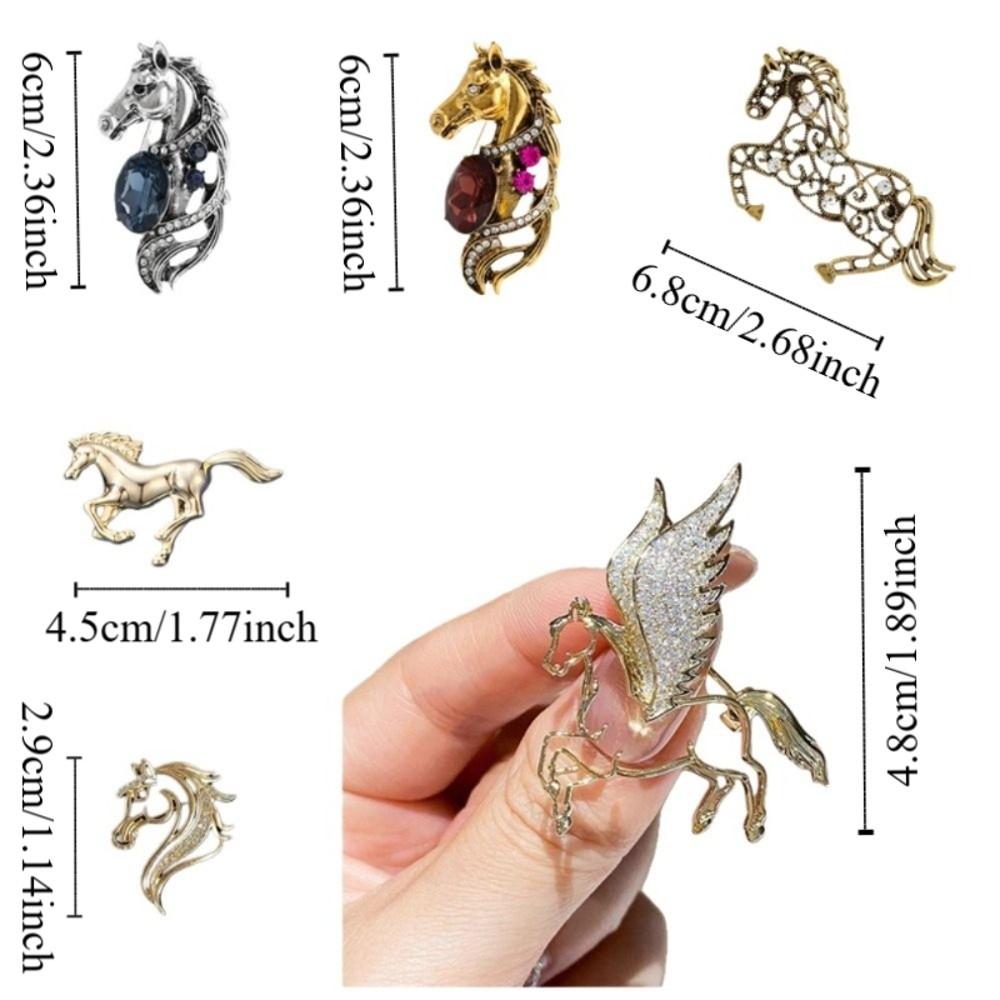 Fashion Jewelry Zodiac Horse Head Brooch Horse Year Metal Pony Badge Pin Friends