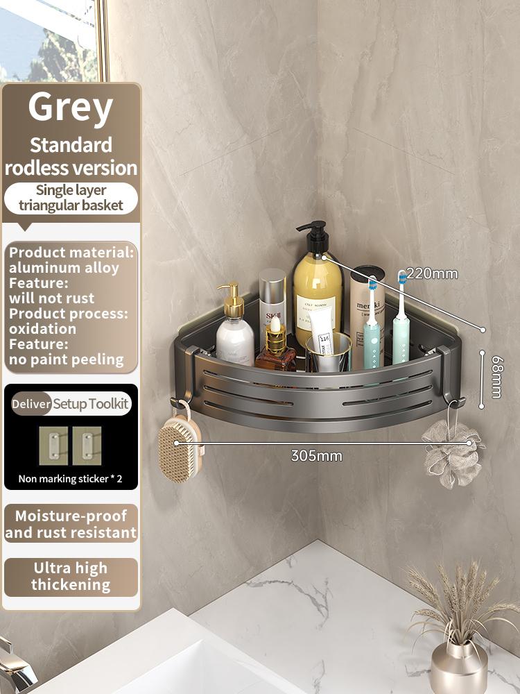 No-Drill Adhesive Style Aluminum Bathroom Shelf Shelves Shampoo Makeup Storage Holder Kitchen Organizer Wall Mounted Rack Access