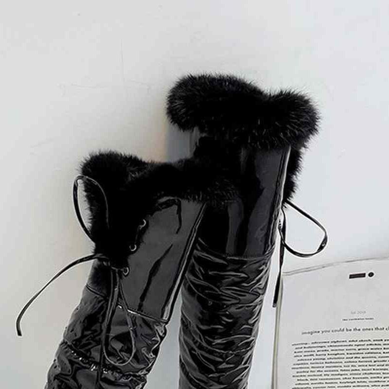 Женские зимние сапоги, удобные водонепроницаемые сапоги на плоской подошве большого размера, теплые плюшевые сапоги до колена
