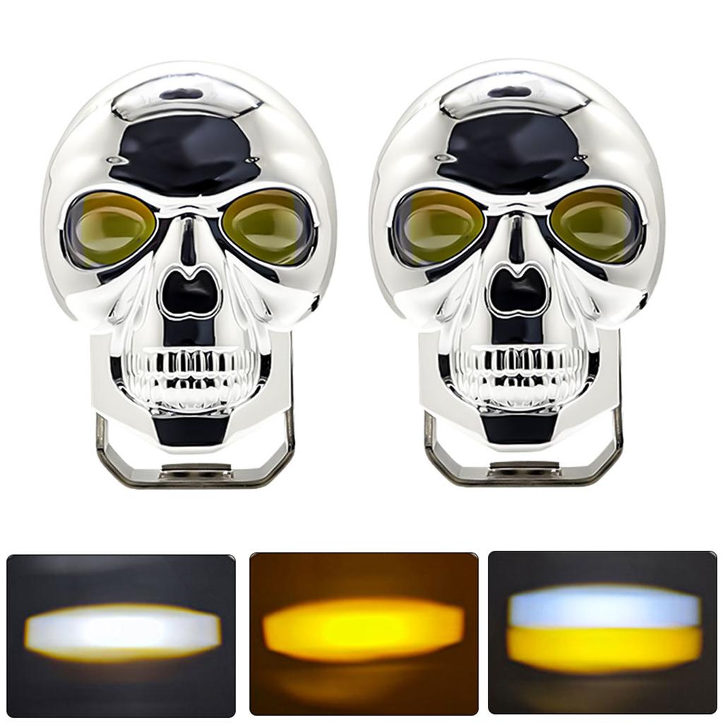 2шт противотуманные фары для вождения мотоцикла светодиодные фонари для бара в форме черепа прожектор вспомогательный свет