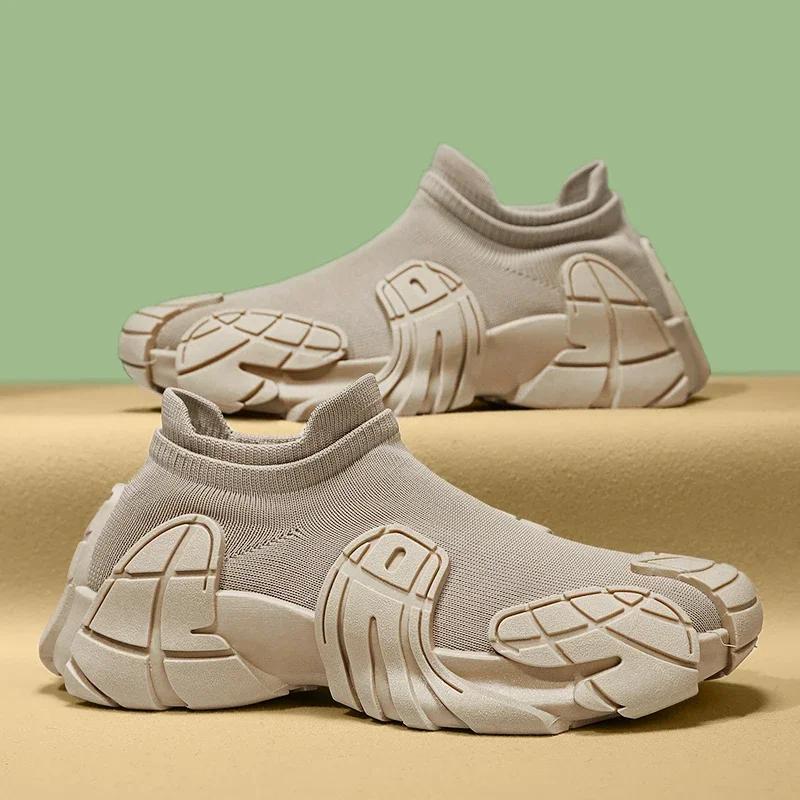 Men's Summer New Breathable Mesh Sports Shoes, Fashionable Thick Soled Lightweight Mesh Shoes, One Foot Soft Soled Casual Shoes