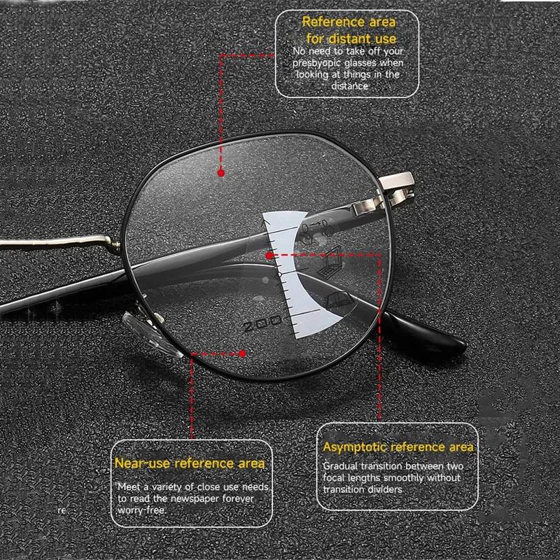 Мультифокальные прогрессивные очки для чтения с защитой от синего света, ретро, для женщин и мужчин, металлические, для близи и вдаль, двойные пресбиопические очки