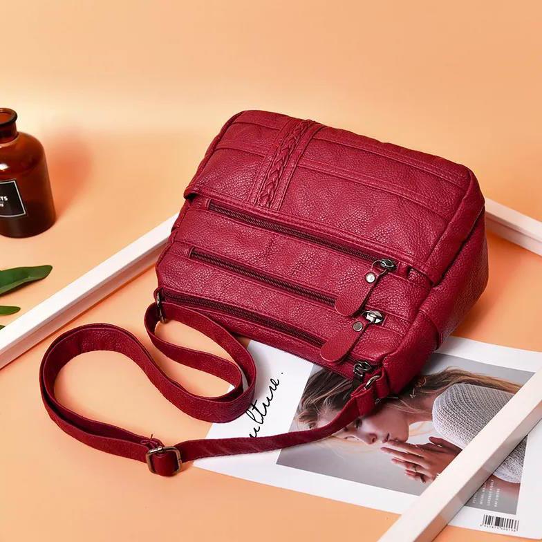 Женская сумка на одно плечо большой вместимости, женская однотонная повседневная сумка из мягкой кожи